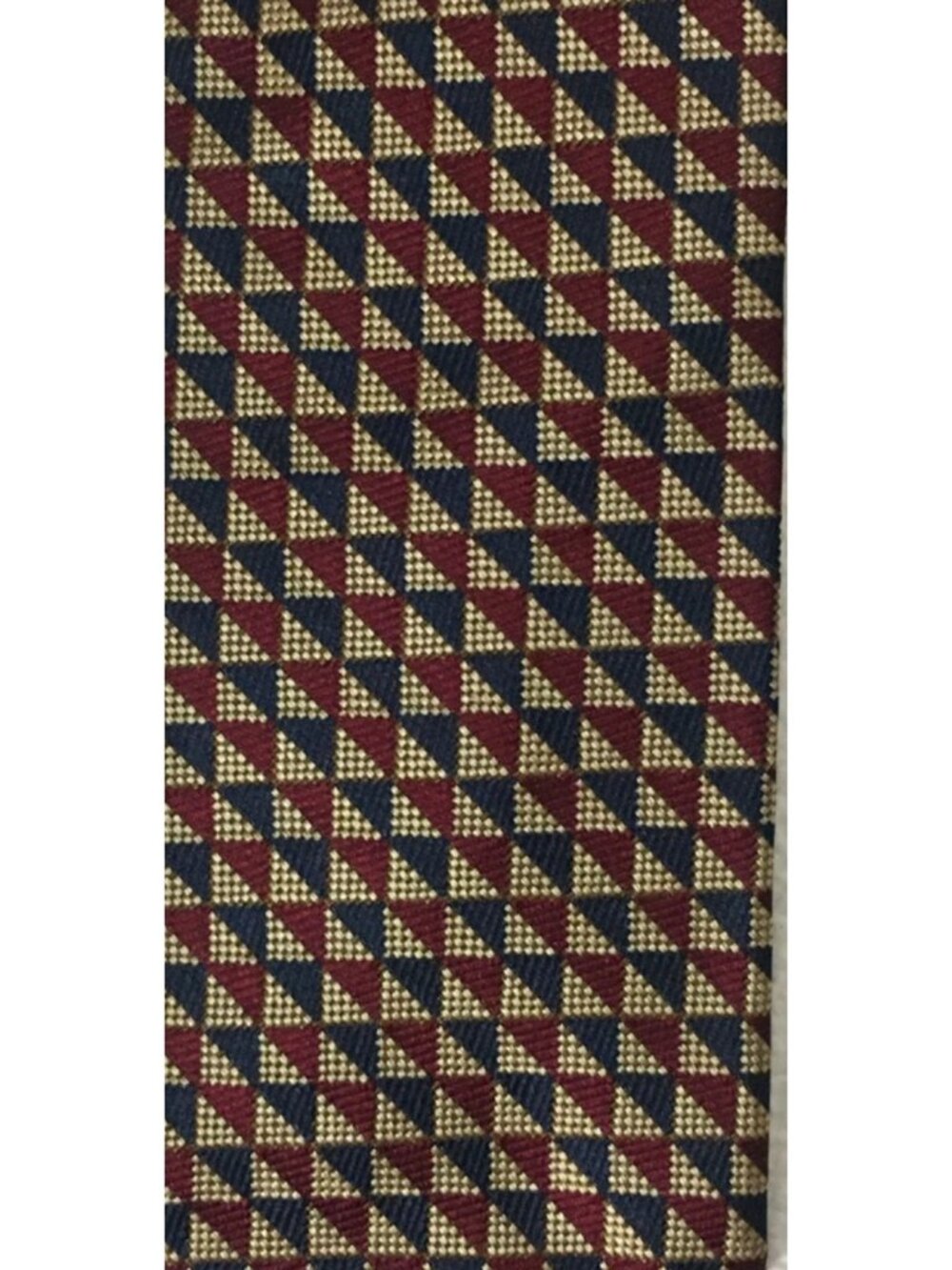 Paul Frederick Tie Red Black Gold Triangles Italian Silk 3.75 in Wide 57 in Long